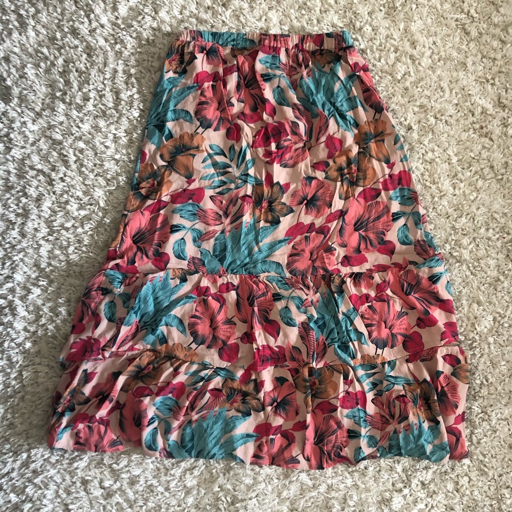 Kindom Skirt Pink Blue Floral Ruffle Size Medium - Picture 6 of 8